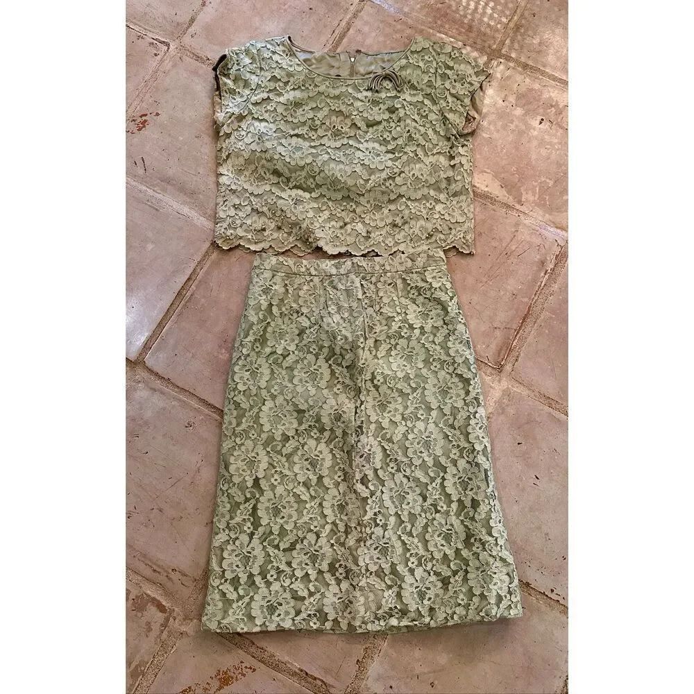 Vintage mint green skirt set